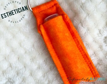 Bold Orange Print - Lip Balm Fob ONLY - Handmade - Cotton Fabric - Limited Stock Prints - (may vary from picture)