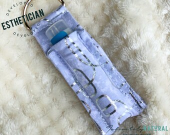 Gray and Silver White Geometric Print - Lip Balm Fob ONLY - Handmade - Cotton Fabric - Limited Stock Prints -(may vary from picture)