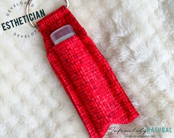 Red Basketweave Print - Lip Balm Fob ONLY - Handmade - Cotton Fabric - Limited Stock Prints - (may vary from picture)