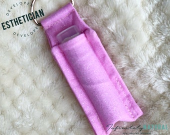 Pastel Pink Glitter Print - Lip Balm Fob ONLY - Handmade - Cotton Fabric - Limited Stock Prints - (may vary from picture)