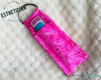 Pink Floral Print - Lip Balm Fob ONLY - Handmade - Cotton Fabric - Limited Stock Prints - (may vary from picture)