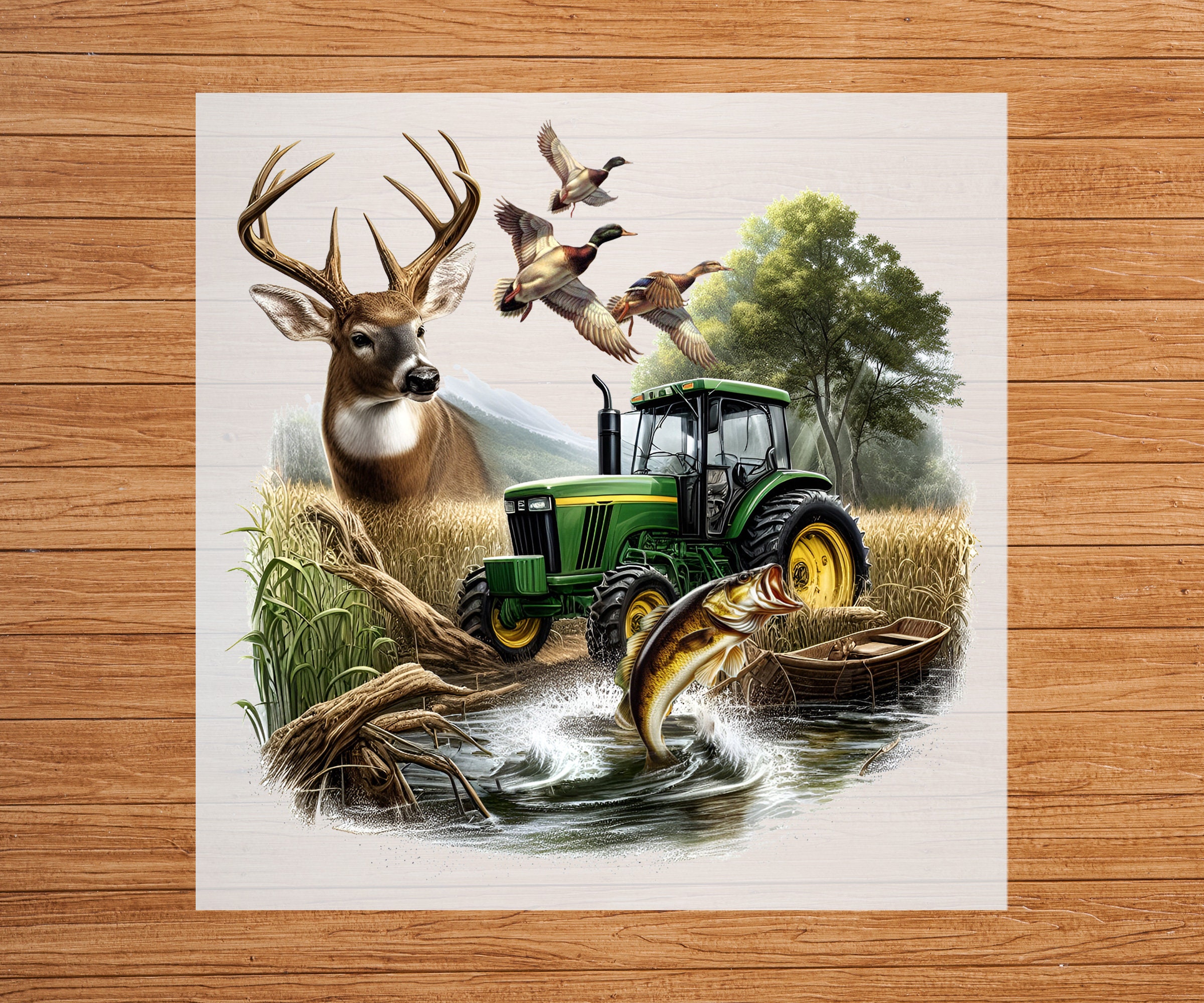 Hunting, Fishing, Farming DTF Transfer, Dynamic Outdoor Graphics, Perfect for Custom Apparel & Outdoor Enthusiasts, Ready-to-Press