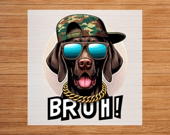 GSP BRUH! Transferencia DTF: Impresión cómica de perro cazador de patos