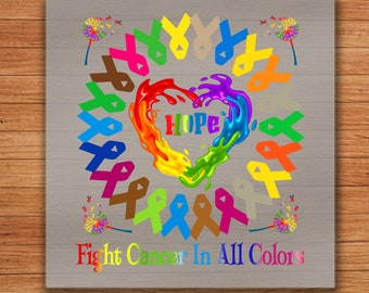 Cancer Awareness Ribbon Flower DTF Transfer: Iron-On Decal