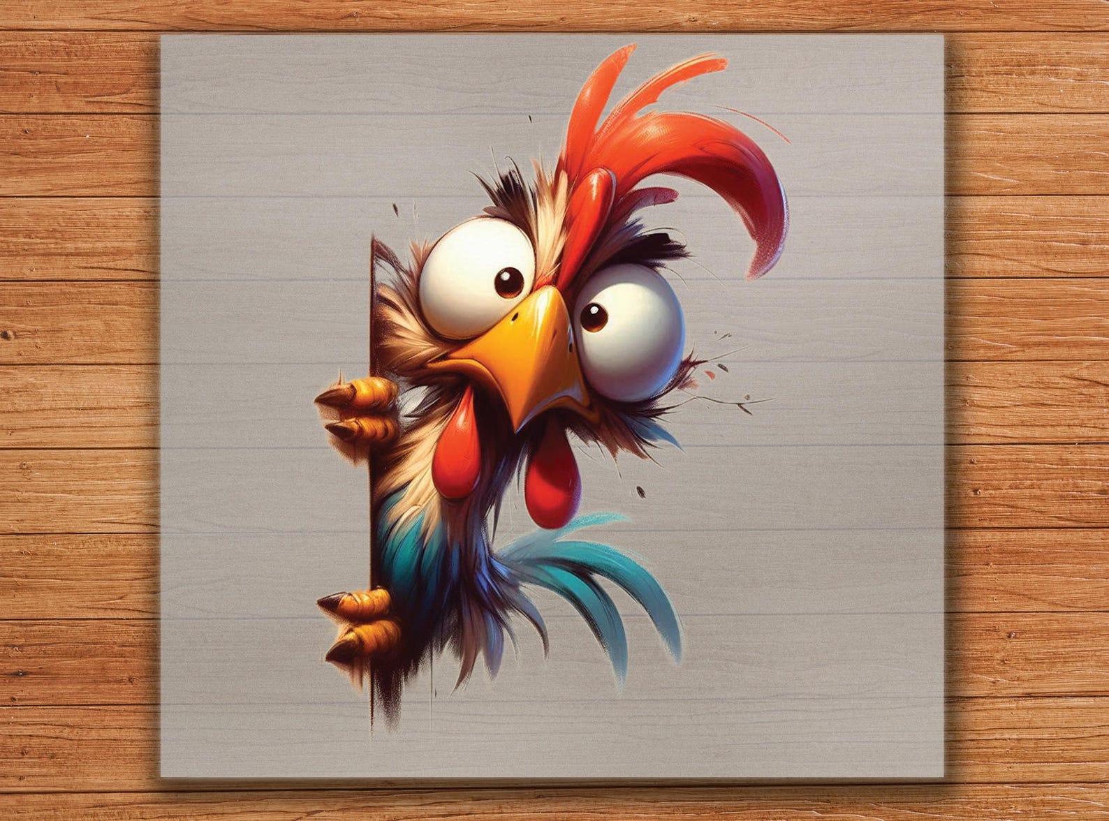 Funny Chicken Peeking DTF Transfer: Crazy Rooster Design - Etsy