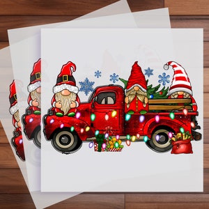 Christmas Gnomes Truck DTF Transfer, Merry Christmas, Ready to Press, Red Plaid, Gnome Truck DTF, Direct to Film Transfers, Christmas DTF