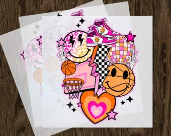 Retro Basketball DTF Transfer, Vintage Court Design