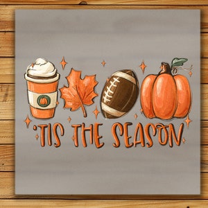 Tis the Season Autumn DTF Transfer, Fall Leaves Design, Simple Iron-On, Perfect for Custom T-Shirts and Festive Fall Projects