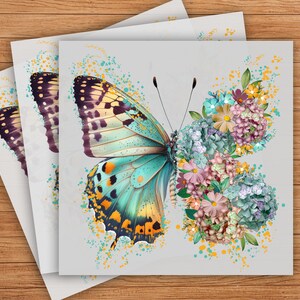 Butterfly with Flowers DTF Transfer, Nature-Inspired Design, Ready-to-Press Graphic for Spring Apparel, Colorful Butterfly Illustration