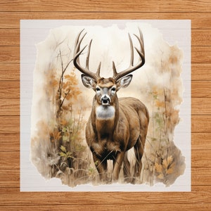10 Point Buck Deer DTF Transfer - Ideal for Deer Hunting Enthusiasts, Forest and Wildlife Iron-On Design for Shirts