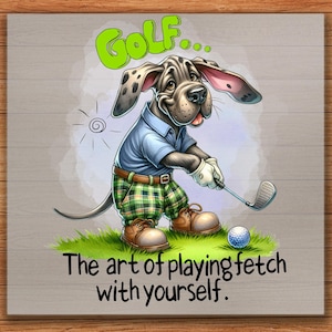 Golf Funny DTF Transfer, Cute Dog Playing Golf, Ready To Press, DIY Shirt Art, Golf Humor Design, Golf Lover Funny Print