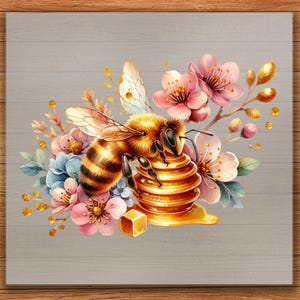 Bee With Flowers DTF Transfer, Garden Insect on Bloom Cluster, Ready to Press Design for Natural Spring Shirt or Tote Projects