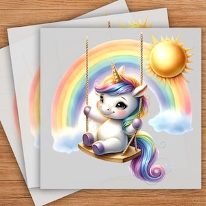 Baby Cute Unicorn Rainbow DTF Transfer, Adorable Fantasy Design, High-Quality Print, Ready to Press, Perfect for DIY Projects, Kids Clothing