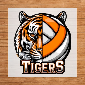 Tiger Head Volleyball DTF Transfer: Team Fan Apparel