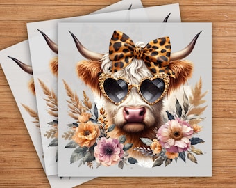 Elegant Highland Cow DTF Transfer: Rustic DIY Home Decor