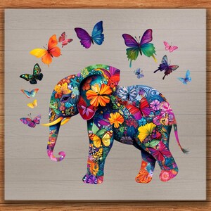 Boho Elephant DTF Transfer: Butterfly Tribal Print for DIY Clothing