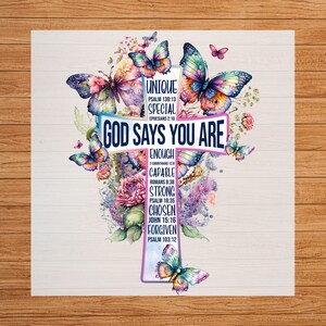 Christian &#39;God Says You Are&#39; DTF Transfer: Faith Fashion Tee Design