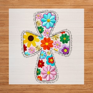 Floral Cross DTF Transfer: Christian Easter Spring Apparel