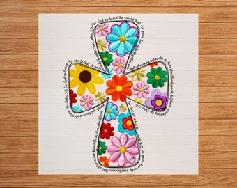 Floral Cross DTF Transfer: Christian Easter Spring Apparel