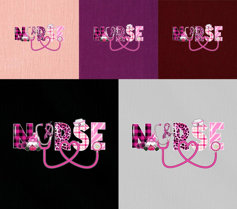 Nurse DTF Transfer, Pink Leopard and Plaid Print Design With