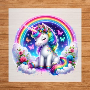 Baby Unicorn Rainbow DTF Transfer, Adorable Design, High-Quality, Easy Application, Perfect for Magical Creations, Unicorn Graphics