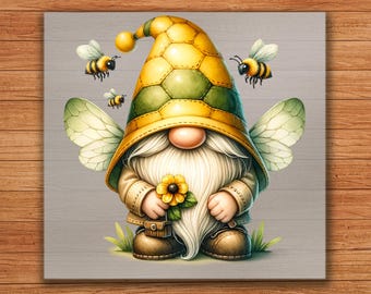 Transfert DTF Honey Bee Gnome : Art thermocollant pour créations manuelles