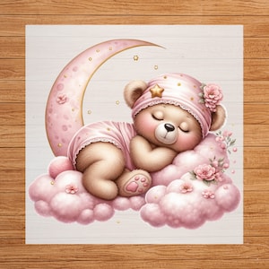 Sleepy Teddy Bear DTF Transfer: Bedtime Kids Apparel Decal