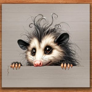 Funny Opossum Face DTF Transfer, Big Eyed Animal with Wild Hair, Ready to Press, DIY Shirt Design, Whimsical Print for Craft Projects