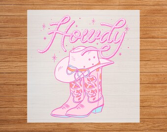 Howdy Cowgirls DTF Transfer: Girly Rodeo Heat Press Design