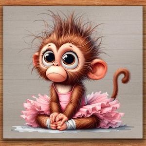 Ballet Monkey DTF Transfer: Adorable Ballerina Iron-On