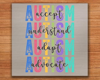 Tipografía de concienciación sobre el autismo para transferencia digital: diseño termoadhesivo listo para planchar.