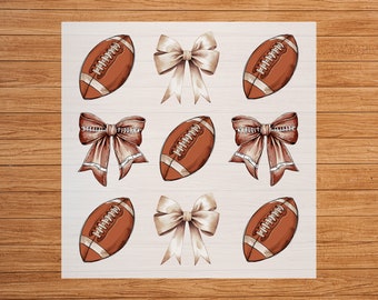 Retro Football Bow DTF Transfer, Coquette Game Day Decal