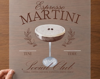 Cocktail Lover DTF Transfer for Espresso Martini Recipe Ready To Press