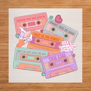 90s Country Music Cassettes DTF Transfer: Retro Western Print