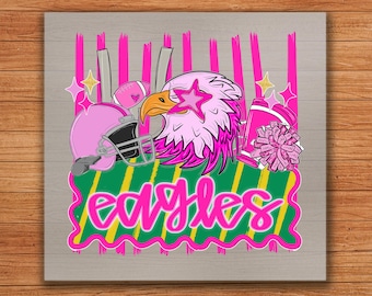 Calcomanía Eagles Cheer DTF Transfer: Calcomanía rosa para camiseta de fútbol americano