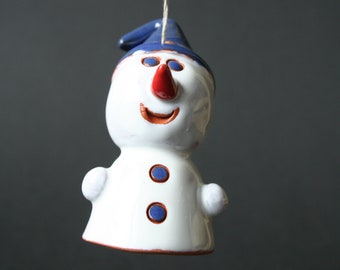 Ceramic Snowman Bell Ornament| Winter Themed Decorations| Christmas Tree Ornament| Available Wholesale