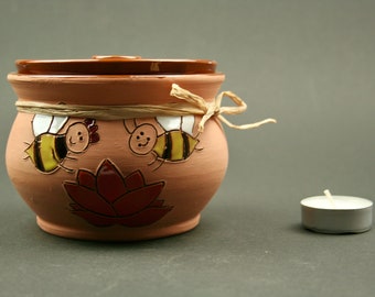 Ceramic Jar with a Lid| Ceramic Container with Lid|Honey Jar