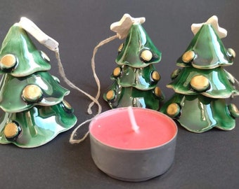 3 Miniature Christmas tree Bells| Christmas tree| Ornament