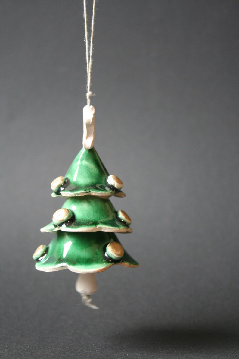 Ceramic Christmas Ornaments Handmade Ceramic Christmas Bells Ceramic Seasonal Decorations image 1