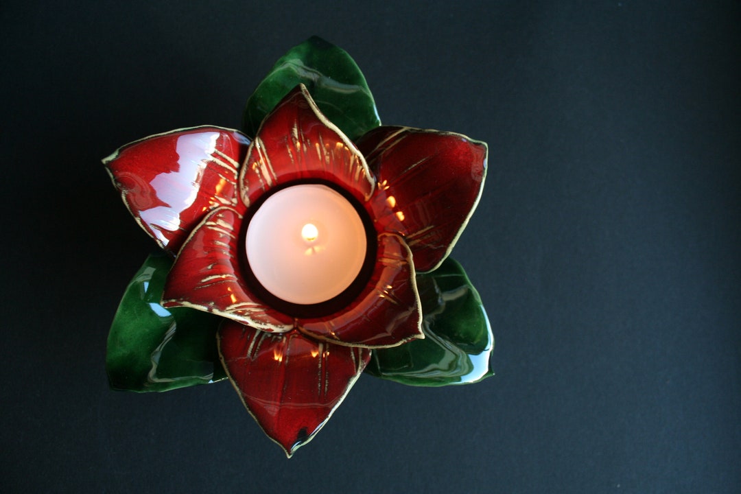 Ceramic Lily Tea Light Candle Holder|handmade Candle Holder| Flower ...