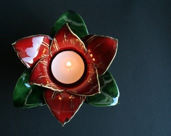 Ceramic Lily Tea Light Candle Holder|Handmade Candle Holder| Flower Shaped Tea Light Candle Holder|Wholesale Available
