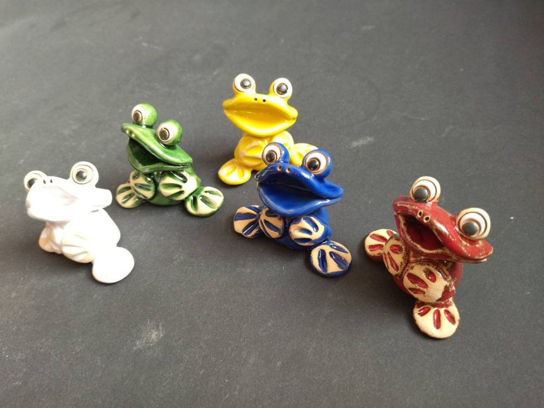 Handmade Ceramic Frog Figurines|garden Decoration|yard Art|terrarium ...