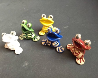 Handmade Ceramic Frog Figurines|Garden Decoration|Yard Art|Terrarium Accesories