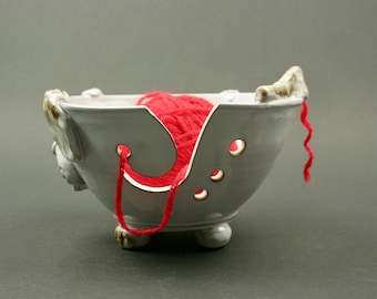 Cuenco para tejer/soporte de hilo de cerámica/cuenco de ganchillo con forma de perro para hilo/olla de hilo