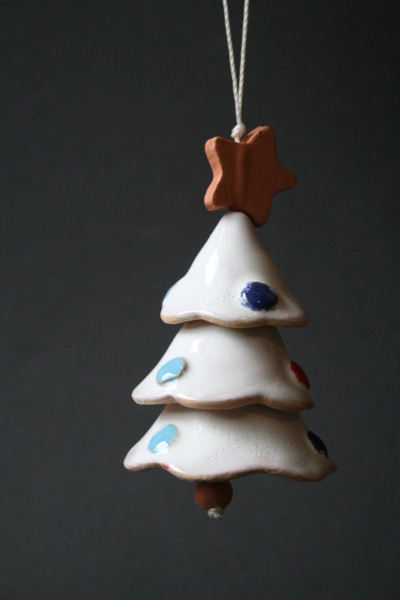 Ceramic Christmas Ornaments Handmade Ceramic Christmas Bells Ceramic Seasonal Decorations image 6