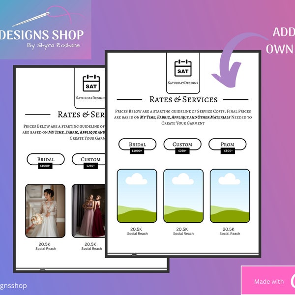 DIY Canva Editable -  Basic Black & White Fashion Designer, Media Kit, Rate Card, Influencer, YouTuber, Content Creator, Small Business