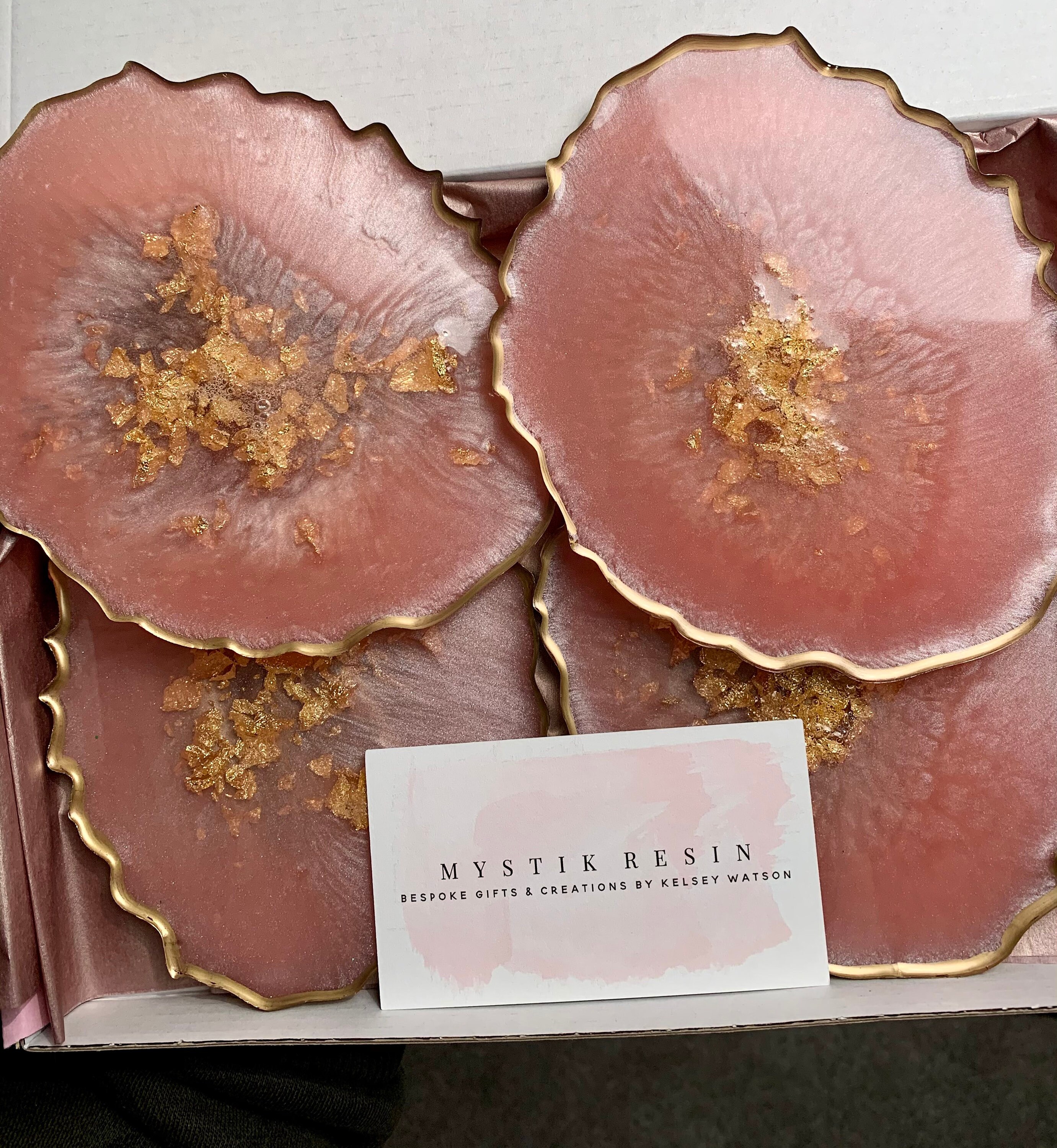 Pink & Gold Coasters Etsy