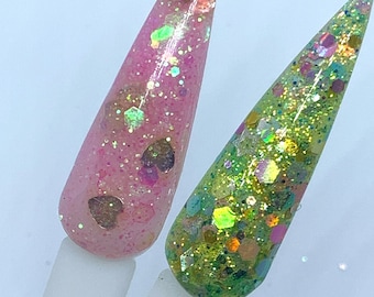 Hidden Love 2 pcs- Acrylic Powder, Dip Powder, Acrylic Powder for Nails, Dip Powder for Nails, Glitter Acrylic Powder, Acrylic Nail Powder