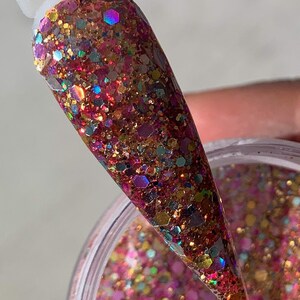 Crushed Rubies Acrylic Powder, Dip Powder, Dips, Acrylic Powder for Nails, Dip Powder for Nails, Glitter Acrylic Powder, Acrylic Nail Powder