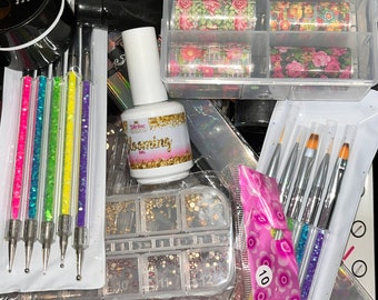 Holiday Nail Box- Mystery Nail Art Supplies Kit - Nail Supplies - Nail Kit- Mystery Nail Supplies